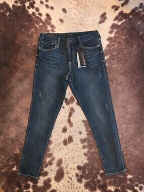 NWT Dear John Denim Joyrich Skinny Jeans Size 30 Dark Wash Distressed Stretch